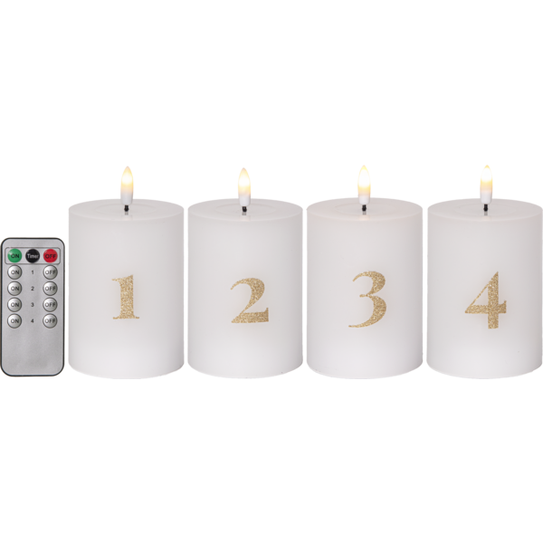 LED Blockljus 4-pack Flamme Advent