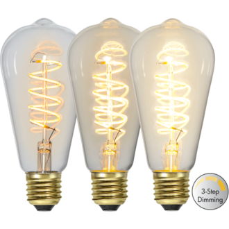 LED-lampa E27 ST64 Decoled Spiral Clear 3-step