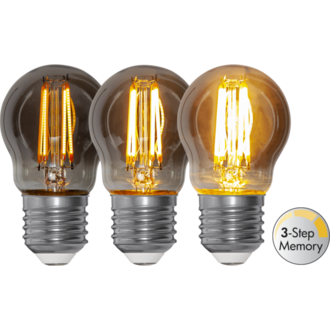 LED-lampa E27 G45 Soft Glow Smoke 3-step memory