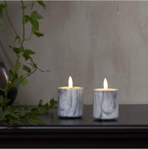 LED Blockljus 2-pack Flamme Marble