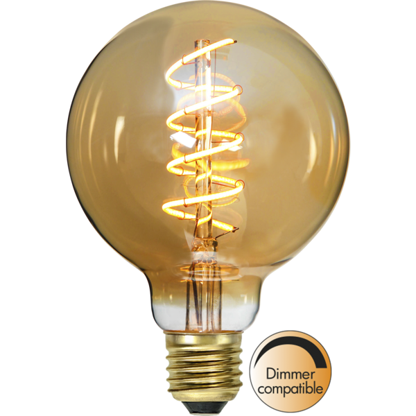 LED-lampa E27 G95 Decoled Spiral Amber