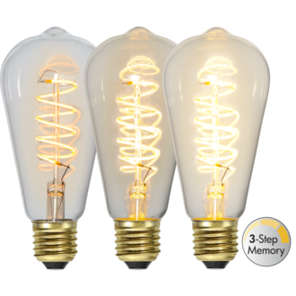 LED-lampa E27 ST64 Decoled Spiral Clear 3-step memory