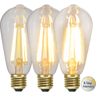 LED-lampa E27 ST64 Soft Glow 3-step memory