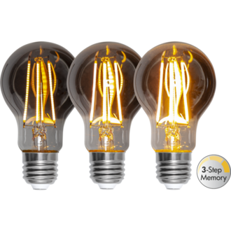 LED-lampa E27 A60 Soft Glow Smoke 3-step memory