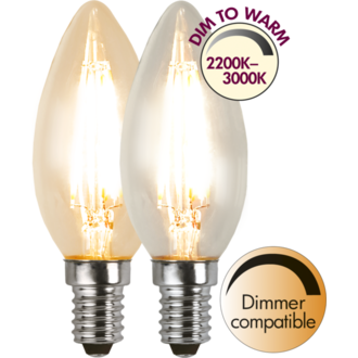 LED-lampa E14 C35 Dim To Warm