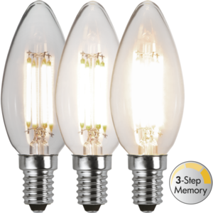 LED-lampa E14 C35 Clear 3-step memory