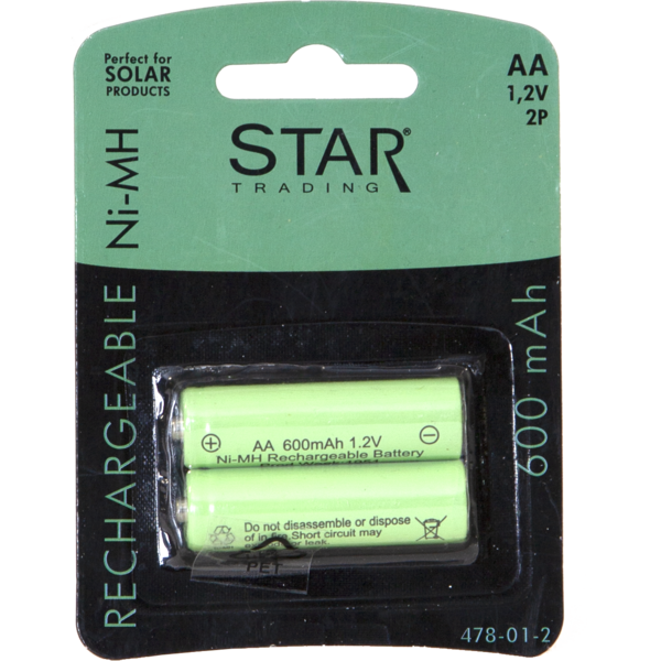 Laddbart batteri AA 1,2V 600mAh Ni-MH 2 p