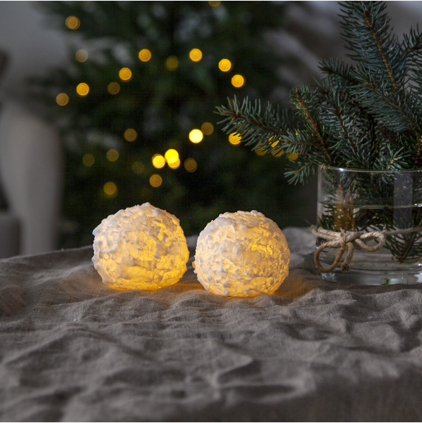 LED Blockljus 2-pack Snowball
