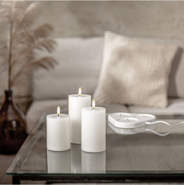 LED Blockljus 3-pack Flamme Charge