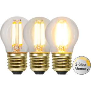 LED-lampa E27 G45 Soft Glow 3-step memory