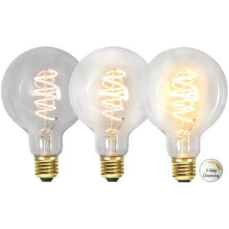 LED-lampa E27 G95 Decoled Spiral Clear 3-step