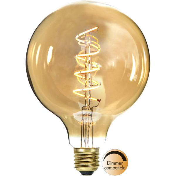 LED-lampa E27 G125 Decoled Spiral Amber