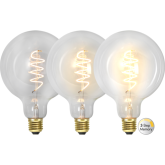 LED-lampa E27 G125 Decoled Spiral Clear 3-step memory