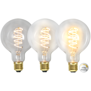 LED-lampa E27 G95 Decoled Spiral Clear 3-step