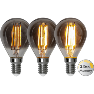 LED-lampa E14 P45 Soft Glow Smoke 3-step memory