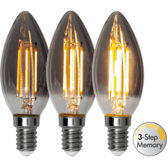 LED-lampa E14 C37 Soft Glow Smoke 3-step memory