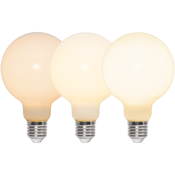 LED-lampa E27 G95 Opaque Fil RA90 3-step memo
