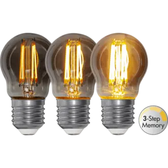 LED-lampa E27 G45 Soft Glow Smoke 3-step memory