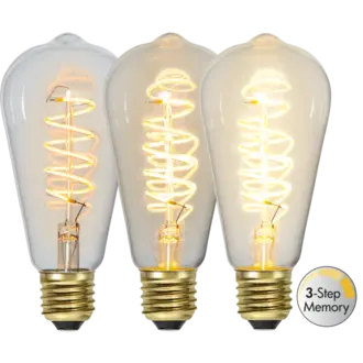 LED-lampa E27 ST64 Decoled Spiral Clear 3-step memory