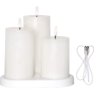 LED Blockljus 3-pack Flamme Charge