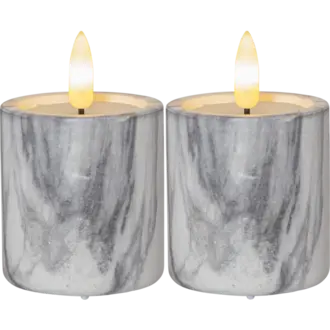 LED Blockljus 2-pack Flamme Marble