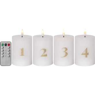 LED Blockljus 4-pack Flamme Advent