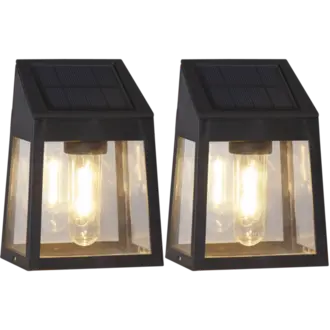 Solcellsvägglykta 2-pack Wally Filament