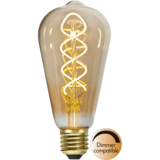 LED-lampa E27 ST64 Decoled Spiral Amber