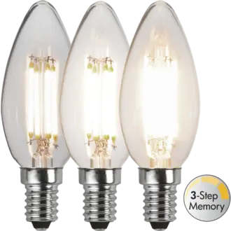 LED-lampa E14 C35 Clear 3-step memory