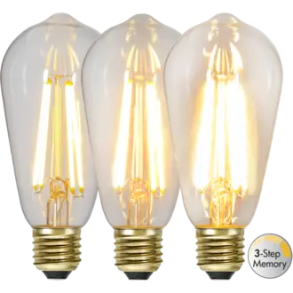 LED-lampa E27 ST64 Soft Glow 3-step memory