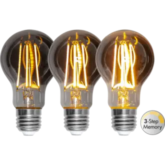 LED-lampa E27 A60 Soft Glow Smoke 3-step memory